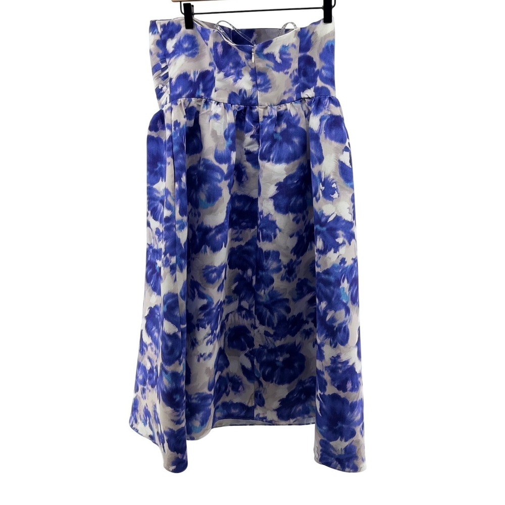 Sachin & Babi Sabelle Dress Blue Floral Strapless Midi Fit Flare 12 Coastal - Picture 3 of 10